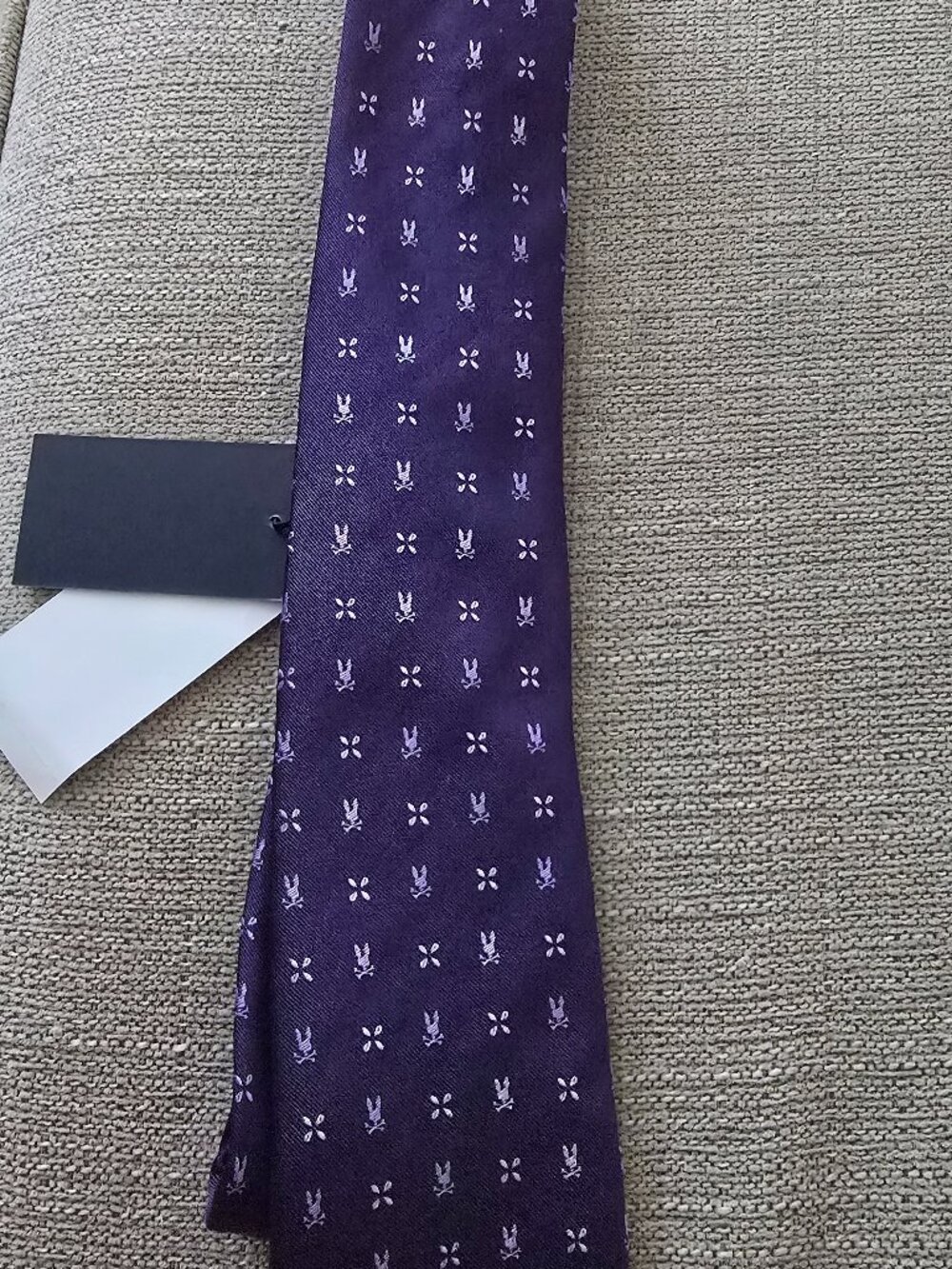 Psycho Bunny Tie 100% Silk English Fabric Made In USA NWT Purple